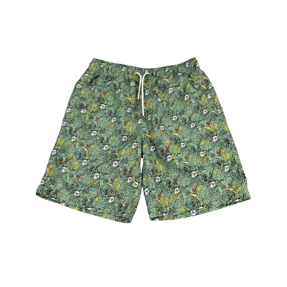 Ripndip Lord Nermal Leaf Print Shorts Mens Medium Green Tropical Jungle Graphic